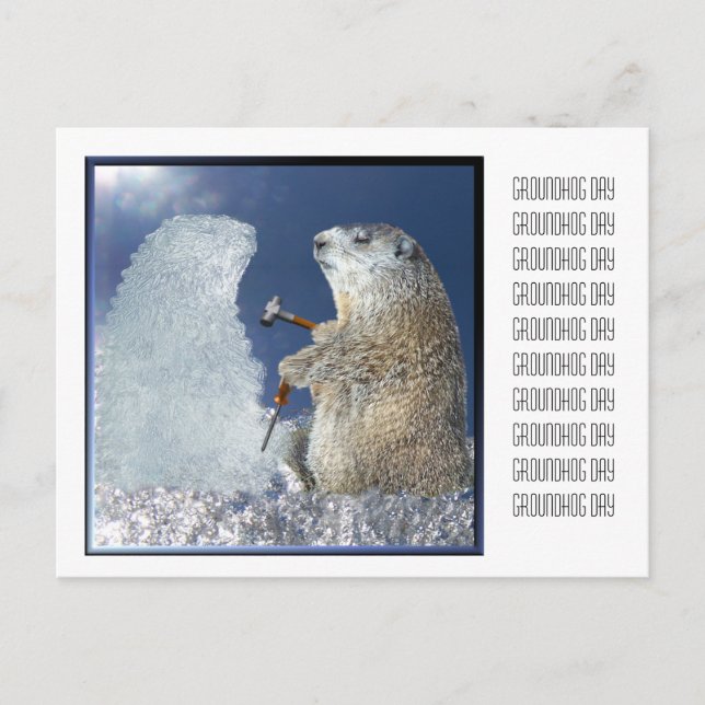 Groundhog Day Ice Sculpture Postcard (Front)