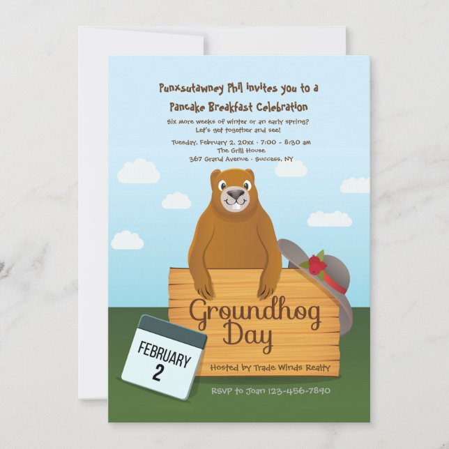 Groundhog Day Invitations (Front)