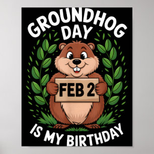 Groundhog Day Is My Birthday Born On Groundhog Day Poster