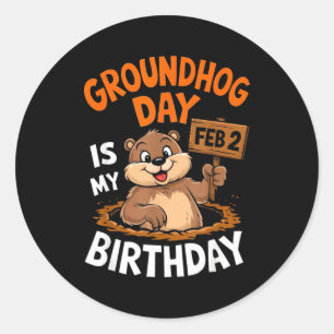 Groundhog Day Is My Birthday February 2nd _2 Classic Round Sticker