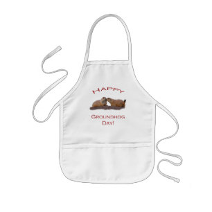 Groundhog Day Kiss Kids Apron