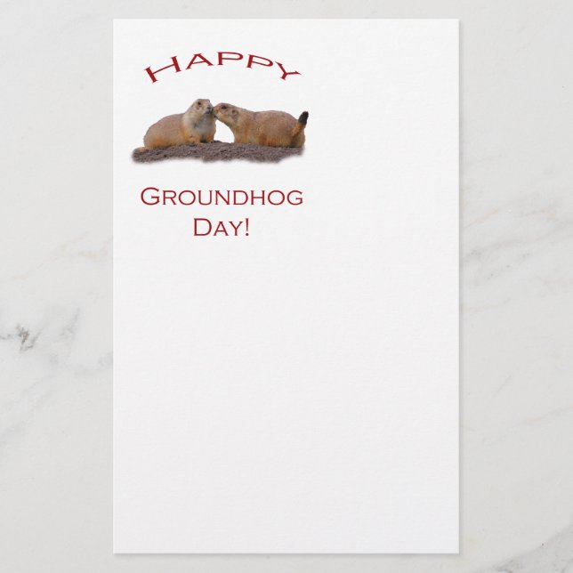 Groundhog Day Kiss Stationery (Front)