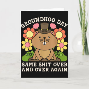Groundhog Day Men Women Animal Lovers Retro 60s 70 Card
