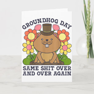 Groundhog Day Men Women Animal Lovers Retro 60s 70 Card