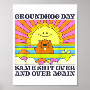 Groundhog Day Men Women Animal Lovers Retro 60s 70 Poster