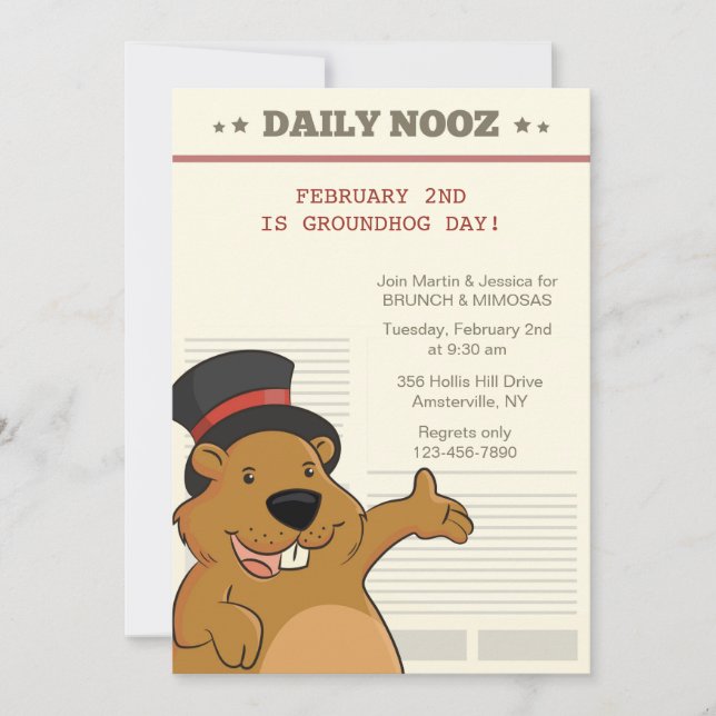 Groundhog Day Nooz Invitation (Front)