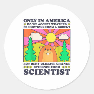 Groundhog Day Only America Accept Rodent Weather P Classic Round Sticker