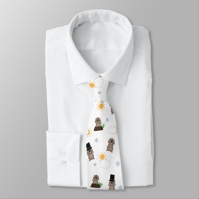 Groundhog Day Pattern Tie (Tied)