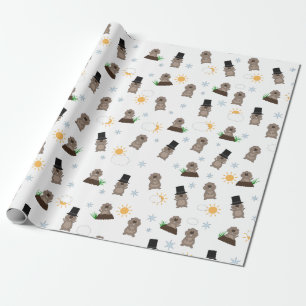 Groundhog Day Pattern Wrapping Paper