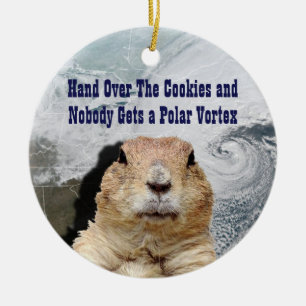 Groundhog Day Polar Vortex Ceramic Ornament
