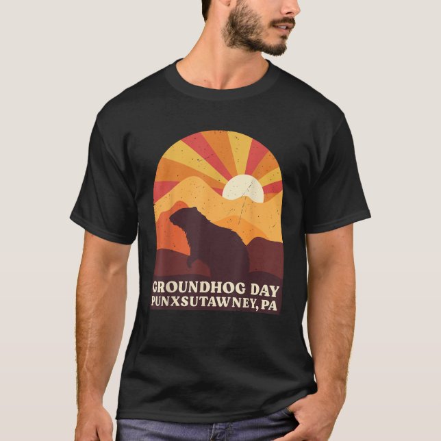 Groundhog Day Punxsutawney PA Men Women Retro Vint T-Shirt (Front)
