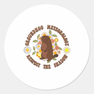 Groundhog Day Respect The Shadow Meteorology Retro Classic Round Sticker