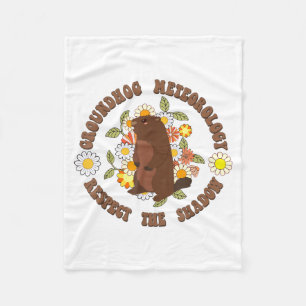 Groundhog Day Respect The Shadow Meteorology Retro Fleece Blanket
