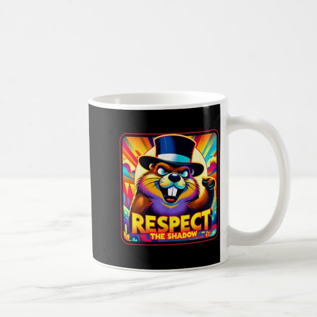 Groundhog Day Respect The Shadow Retro Design  Coffee Mug (Right)
