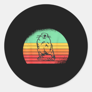 Groundhog Day Retro Sunset Funny Woodchuck Groundh Classic Round Sticker