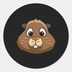 Groundhog Day Rodent Head Face Costume Cute Lazy H Classic Round Sticker