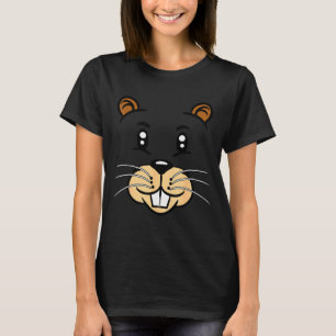 Groundhog Day Rodent Head Face Costume Cute Lazy H T-Shirt