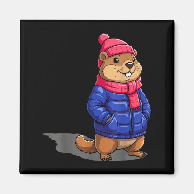 Groundhog Day Shadow Funny Groundhog Day Birthday  Magnet (Front)
