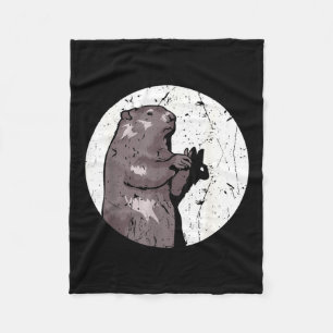 Groundhog Day Shadow Puppet Cute Rodent Costume Fu Fleece Blanket