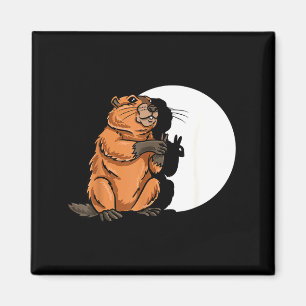Groundhog Day Shadow Puppet Cute Rodent Costume Fu Magnet