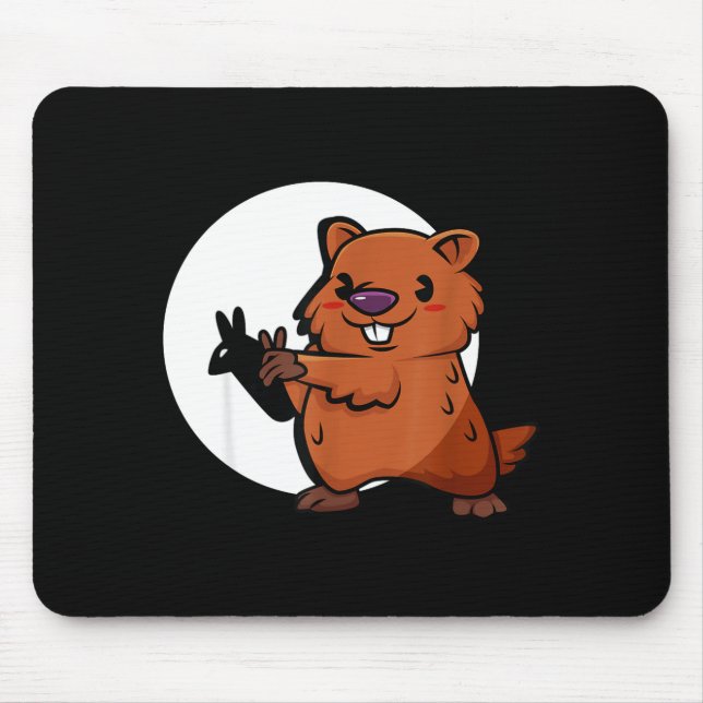Groundhog Day Shadow Puppet Cute Rodent Costume Fu Mouse Pad (Front)