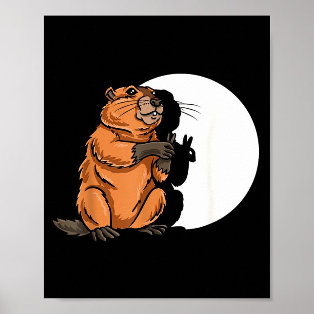 Groundhog Day Shadow Puppet Cute Rodent Costume Fu Poster (Front)