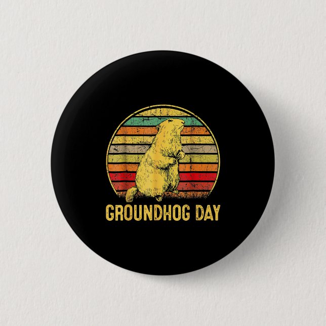 Groundhog Day Shadow Puppet Funny  6 Cm Round Badge (Front)