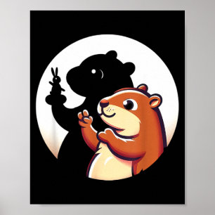 Groundhog Day Shadow Puppet Funny Gifts For Men Wo Poster