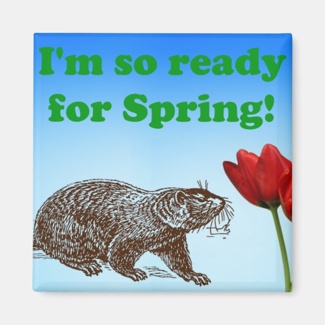 Groundhog Day So Ready for Spring Holiday Magnet (Front)