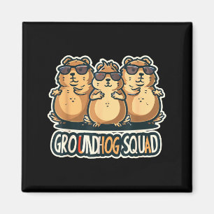Groundhog Day Squad Funny Spring February Punxsuta Magnet