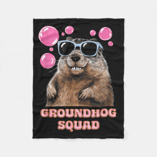 Groundhog Day Squad Sungles Bubble Gum Feb 2 For G Fleece Blanket