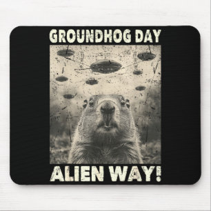 Groundhog Day Ufo Retro Graphic Vintage Alien Enco Mouse Pad