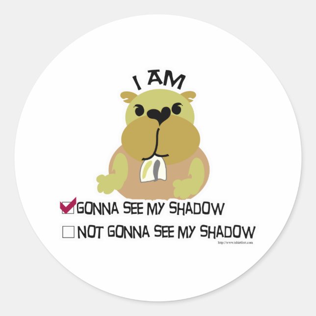 Groundhog day vote  shadow classic round sticker (Front)