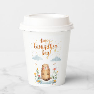 Groundhog day watercolor paper cups