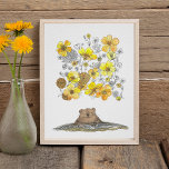 Groundhog Day Watercolor Poster<br><div class="desc">This cute groundhog day inspired watercolor features a sweet,  happy groundhog popping up out of his winter den,  dreaming of seeing a field full of tasty buttercups! We all hope he sees an early Spring! This print is of original watercolor and pen artwork.</div>