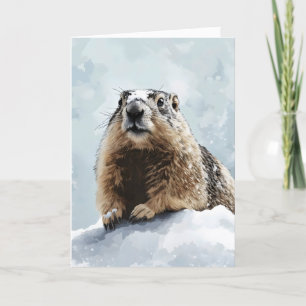 Groundhog Day Winter Snow Holiday Card