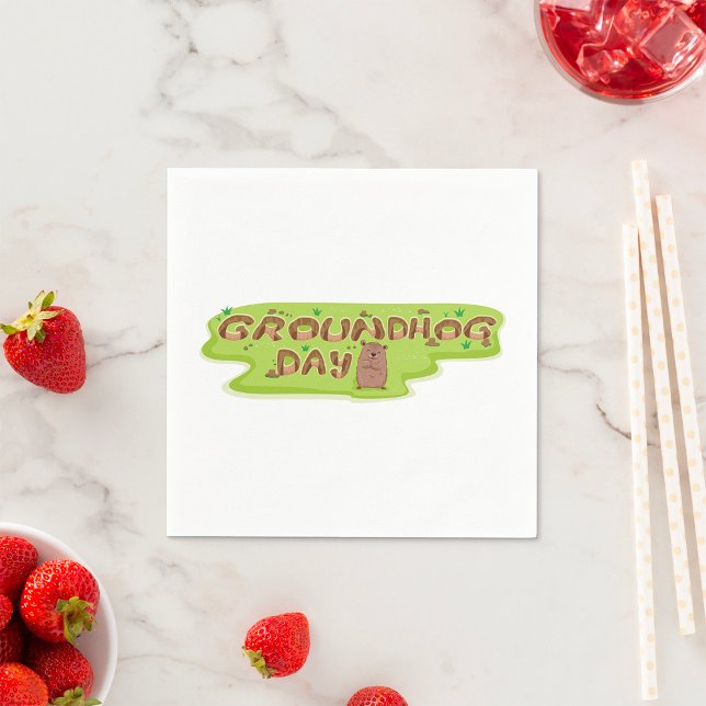 Groundhog Day Wood Lettering Napkin (Creator Uploaded)