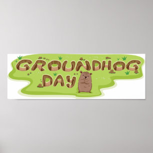 Groundhog Day Wood Lettering Poster