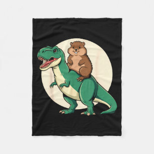 Groundhog Dinosaur T-rex Funny Humor Animal Ground Fleece Blanket