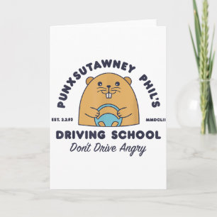Groundhog Driving School Funny Men Women Retro Rod Card