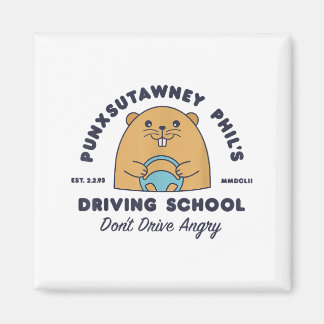 Groundhog Driving School Funny Men Women Retro Rod Magnet