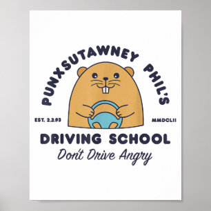 Groundhog Driving School Funny Men Women Retro Rod Poster