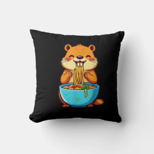 Groundhog Eating Ramen Happy Groundhog Day Cushion