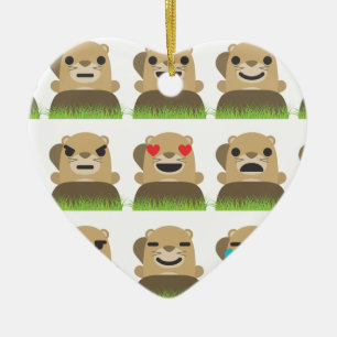 groundhog emojis ceramic ornament