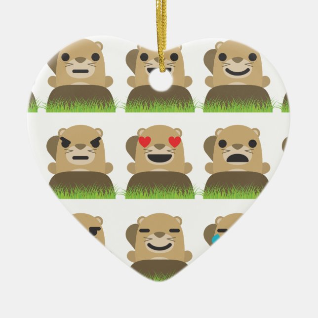 groundhog emojis ceramic ornament (Front)