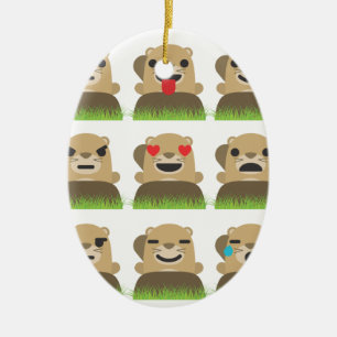 groundhog emojis ceramic ornament