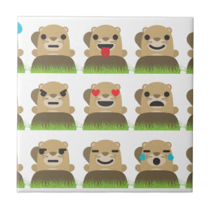 groundhog emojis ceramic tile