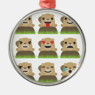 groundhog emojis metal ornament