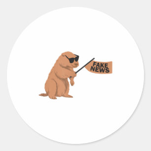 Groundhog Fake News Marmot Influencer Social Media Classic Round Sticker