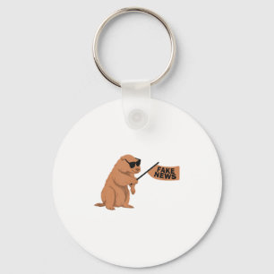 Groundhog Fake News Marmot Influencer Social Media Key Ring